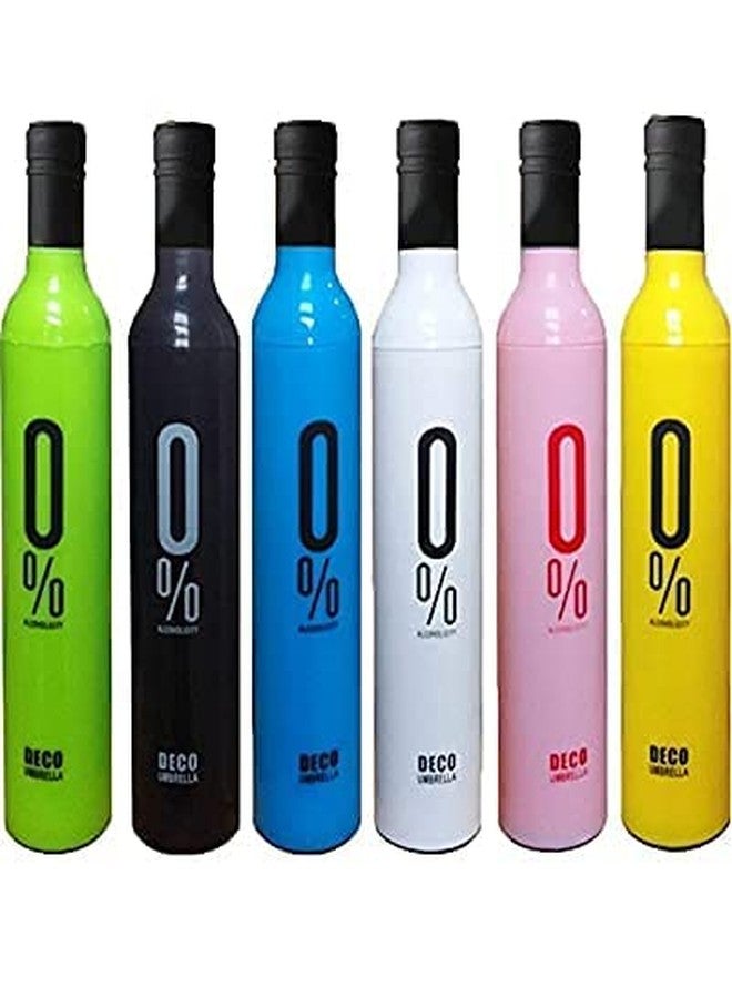 Ncry مظلة زجاجة Ncry | مظلة قابلة للطي على شكل زجاجة نبيذ مع حافظة | مظلة يدوية صغيرة محمولة للبنات والنساء والرجال والأطفال مع غطاء زجاجة متعدد الألوان - Image 1